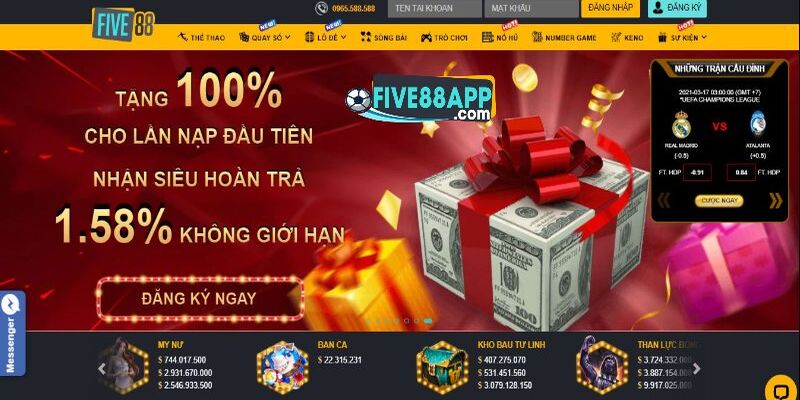 five88 tang thuong thanh vien ngay sau khi dang ky